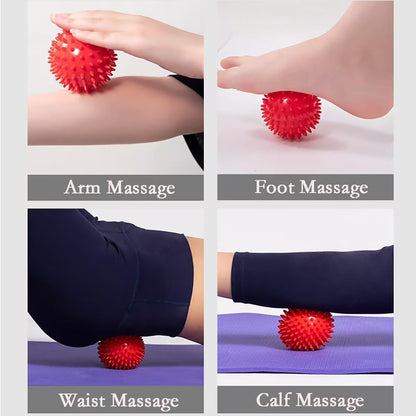 Spiky Massage Ball for Feet – Relieve Plantar Fasciitis, Muscle Recovery, Full Body Trigger Point Therapy, and Pain Relief – Pack of 2 (Blue & Red)
