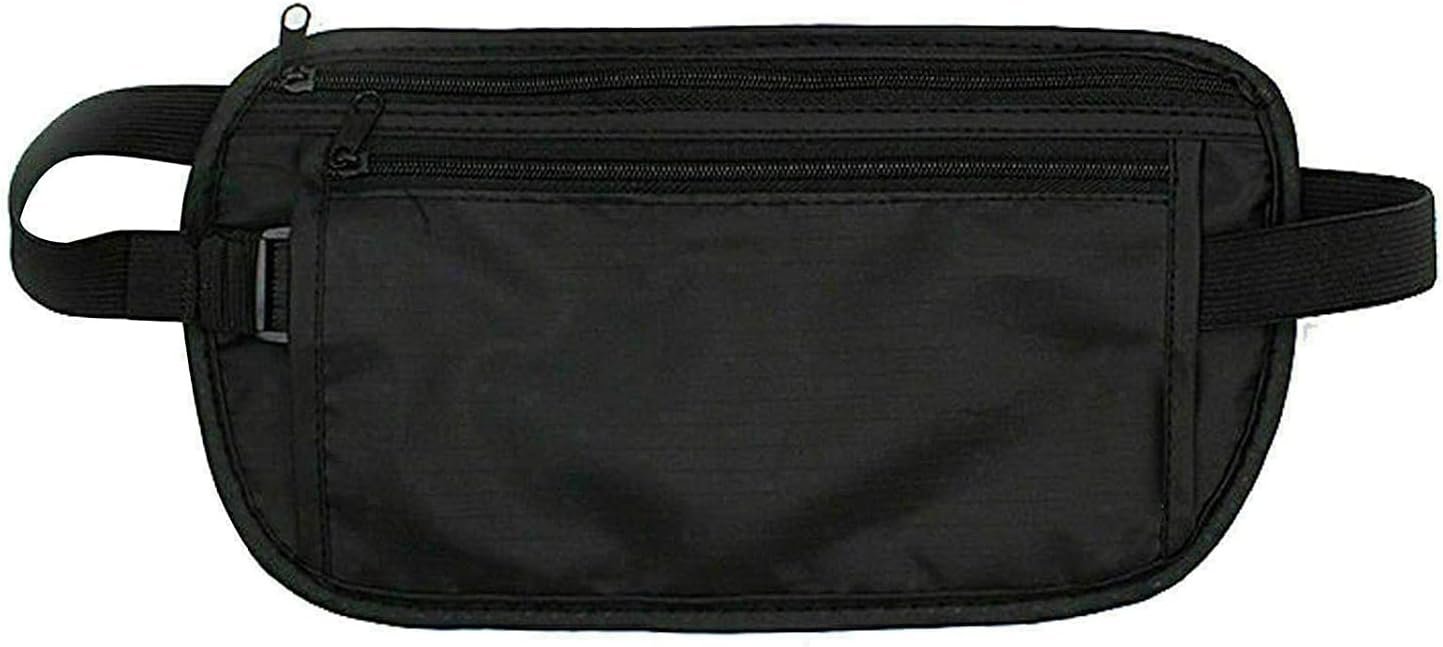 YuanYouTong Travel Money Belt, Passport Holder, Fanny Pack for Women Men, Waterproof Travel Wallet Hidden Waist Bag Outdoor Bum Bag for Cash, Credit Card, Travel Documents and Mobile Phone, Black,