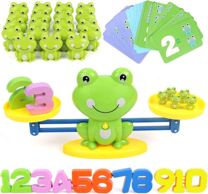 REMOKING Montessori Toys for Toddlers 3+, Math Games Balance Learning Set, Early Activity Sensory Education Learning Toys for 3 4 5 6 7 Year Old Boys Girls Birthday Gift, Including Frog,Card,Number