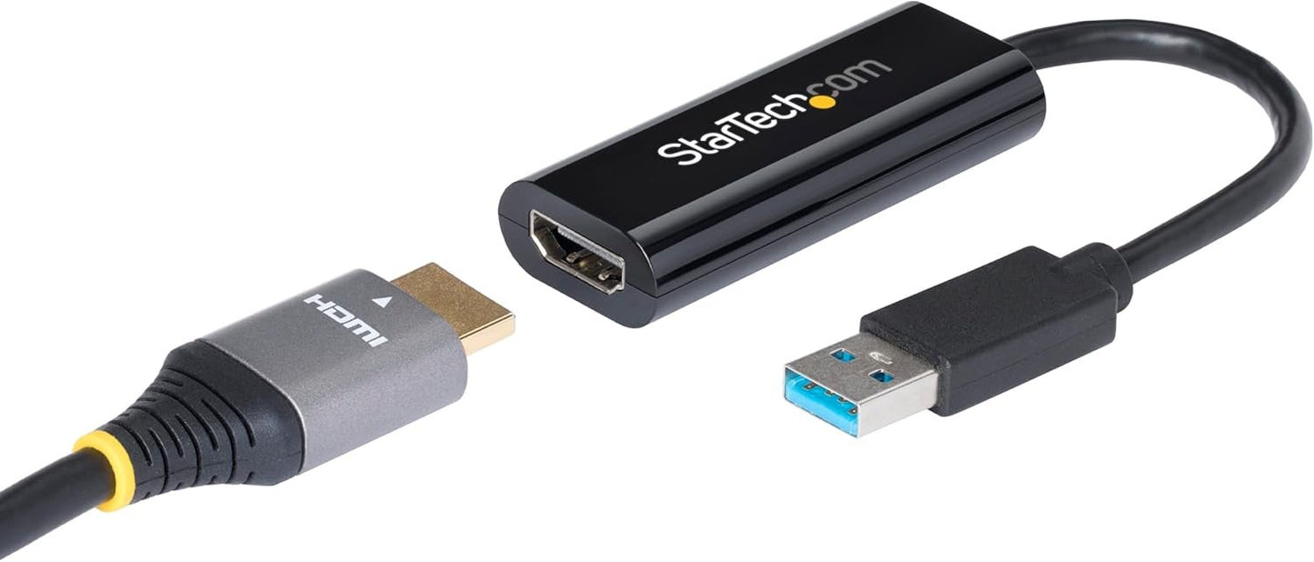 StarTech.com USB 3.0 to HDMI Adapter - 1080p (1920x1200) - Slim/Compact USB Type-A to HDMI Display Adapter Converter for Monitor - External Video & Graphics Card - Black - Windows Only (USB32HDES)