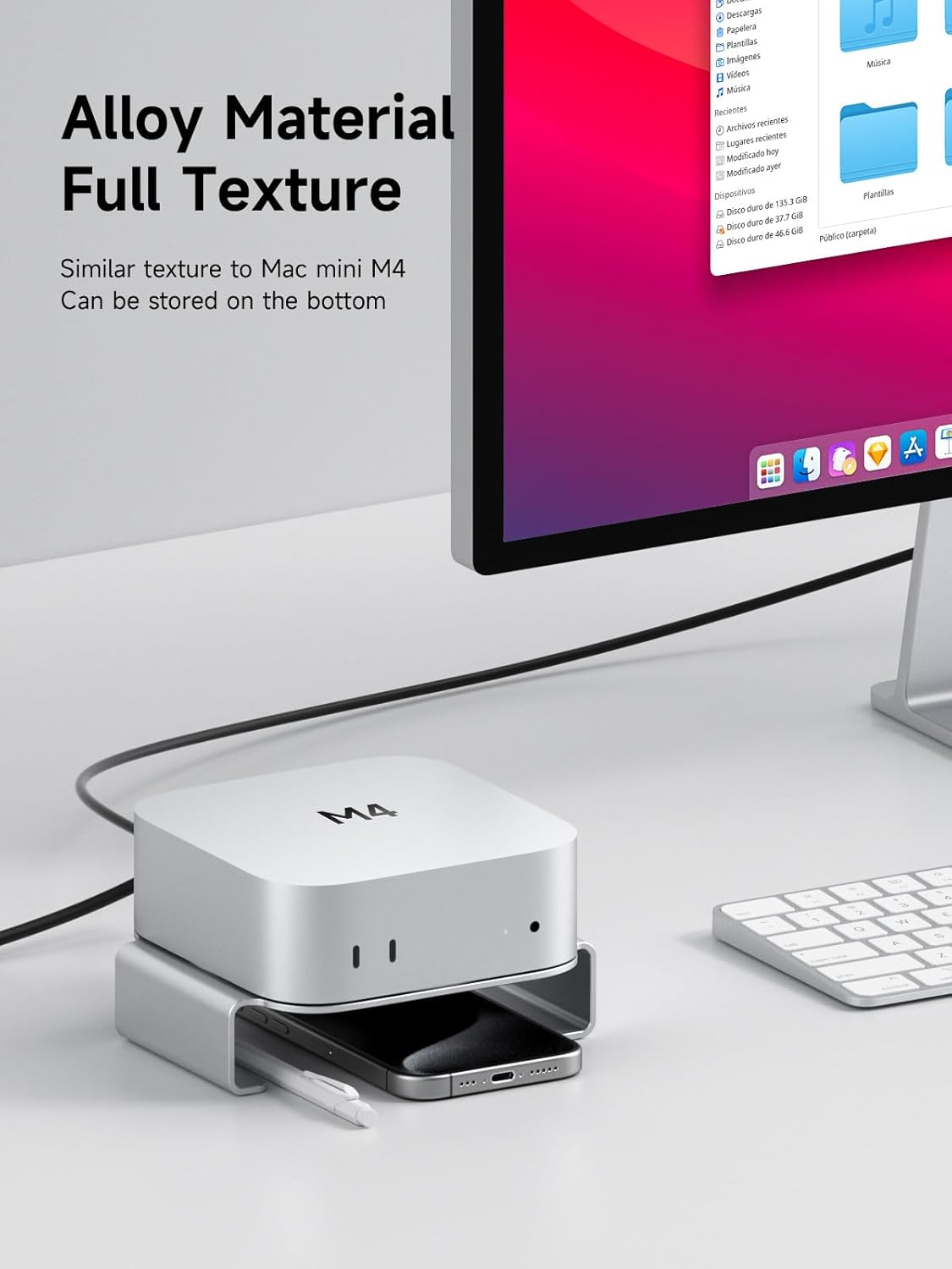 Hagibis Mac Mini M4 Stand - Aluminum Alloy Mount for Mac Mini M4/Pro 2024, Ventilation Heat Dissipation Cooling Desktop Holder Accessories (MMS03)