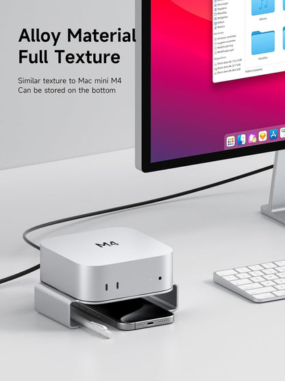 Hagibis Mac Mini M4 Stand - Aluminum Alloy Mount for Mac Mini M4/Pro 2024, Ventilation Heat Dissipation Cooling Desktop Holder Accessories (MMS03)
