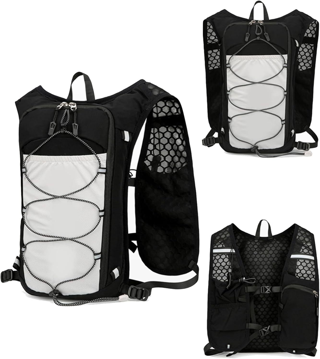 Running Backpack, Reflective Hydration Vest, Breathable Adjustable Sports Bag with 15L Water Bladder, Lightweight Outdoor Gear for Trekking Workout Riding Camping Fishing Travel