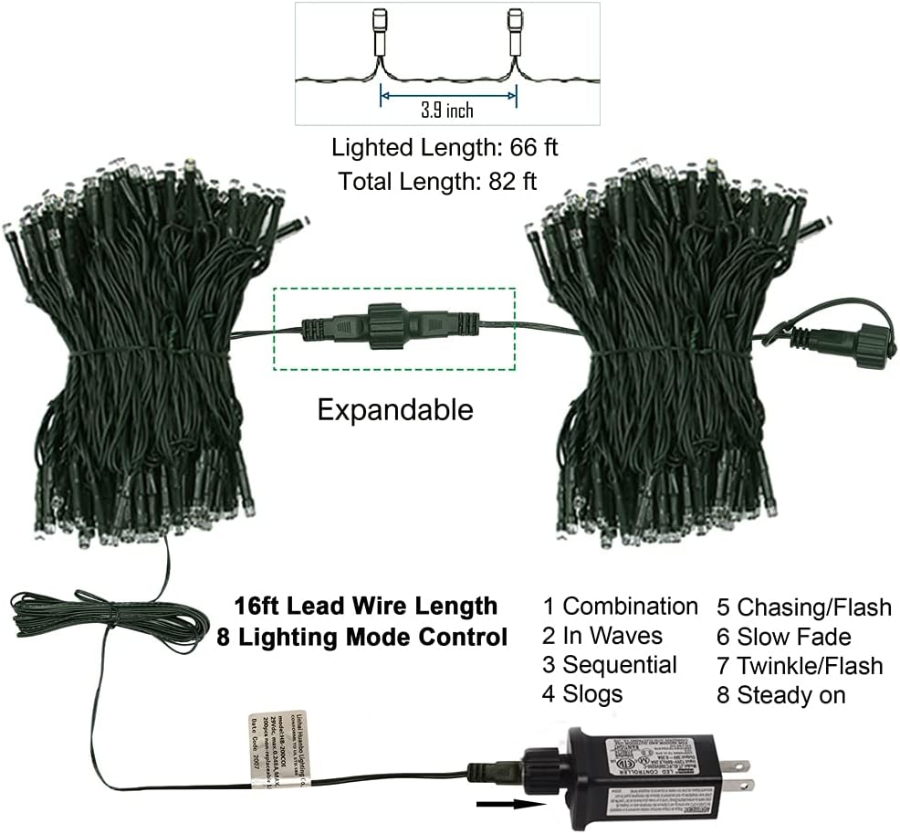 HOME LIGHTING 200 LED 66FT Fairy String Lights, July 4th Patriotic Light with 8 Lighting Modes, Mini Lights Plug in for Indoor Outdoor Independence Day Tree Holiday Party Decor, Red & Blue & White
