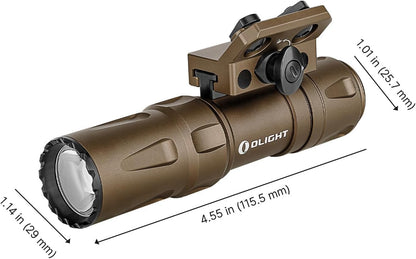 OLIGHT Odin Mini 1250 Lumens Compact Rechargeable Tactical Flashlight, MLOK Mount Flashlight with Removable Slide Rail Mount and Remote Switch, 240 Meters Beam Distance(Desert Tan)
