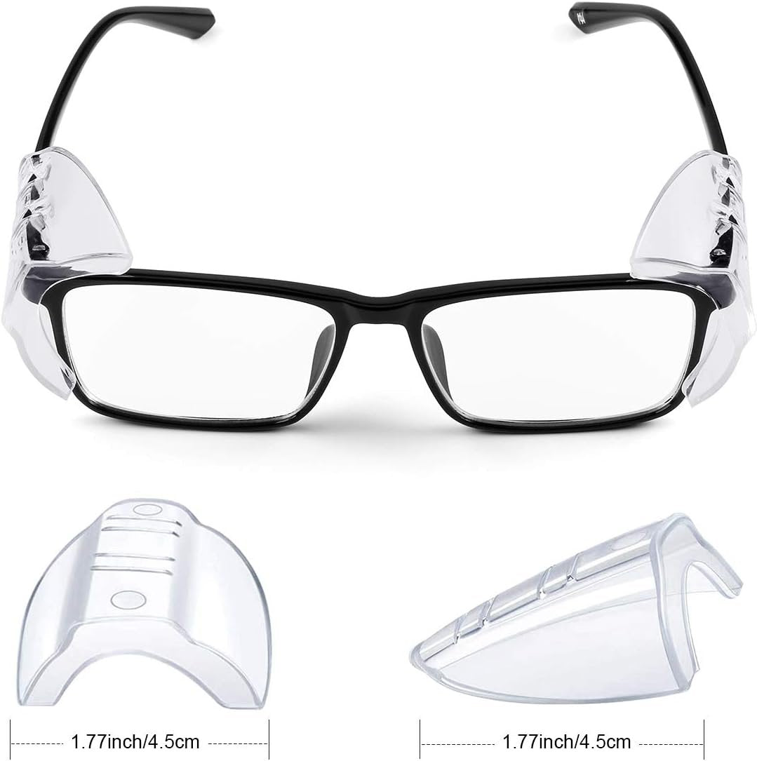 2 Pairs Safety Glasses Side Shields, Slip on Clear Side Shields for Glasses Eye Protection Lunette, Fits Small to Medium Eyeglasses clip on (2)