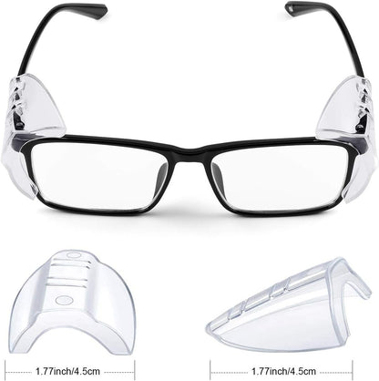 2 Pairs Safety Glasses Side Shields, Slip on Clear Side Shields for Glasses Eye Protection Lunette, Fits Small to Medium Eyeglasses clip on (2)