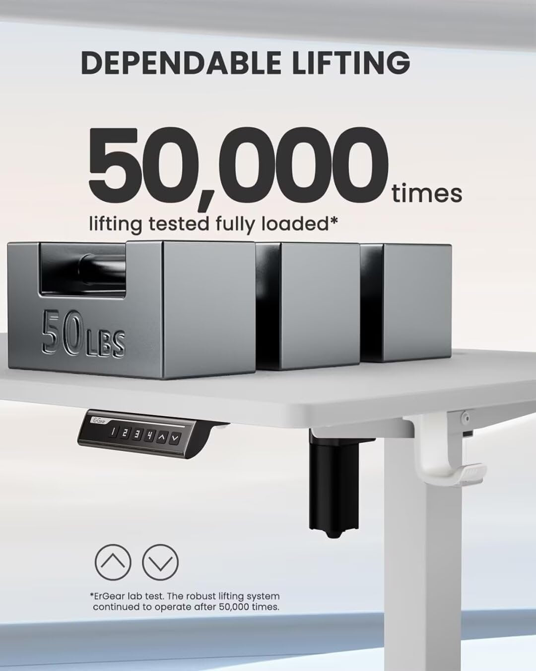 ErGear Electric Standing Desk, 55‘’x28‘’ Height Adjustable Sit Stand up Desk, 4 Memory Computer Home Office Desk Standing Table with Splice Board (White)