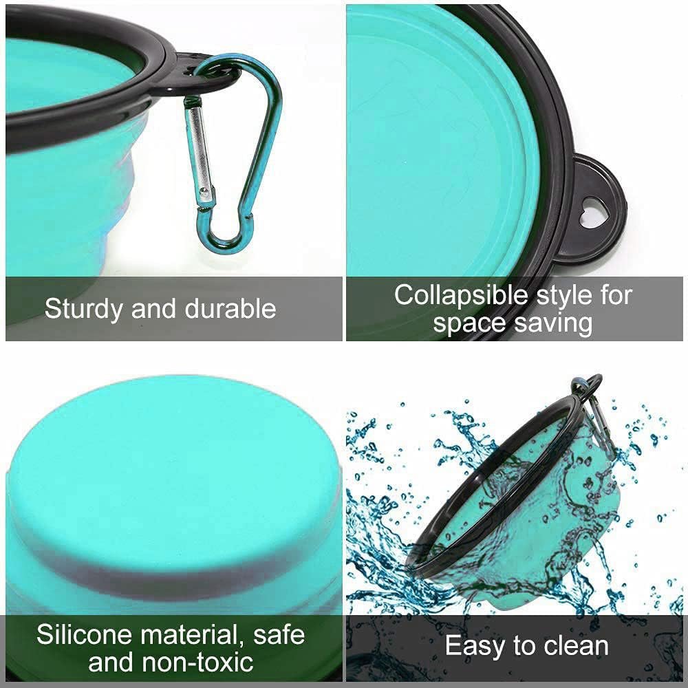 Folklyzo Collapsible Dog Bowl, Portable Pet Feeding Watering Dish, Light Green