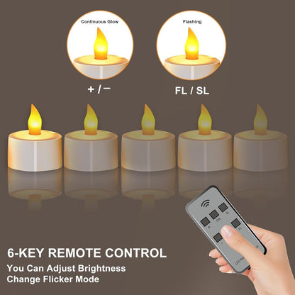 4PCS/Set Rechargeable Candles Flameless Flickering LED Tea Lights with White Base and AC Adapter for Home, Restaurants, Wedding,Christmas Decor（Yellow）