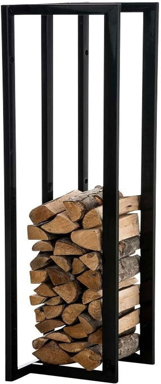 Firewood Stand Firewood Shelf Wood Logs Stacking Aid Made of Steel Indoor and Outdoor Firewood Shelf Strong and Sturdy (Color : Black Size : 50x25x150cm) (Black 50x25x150cm)