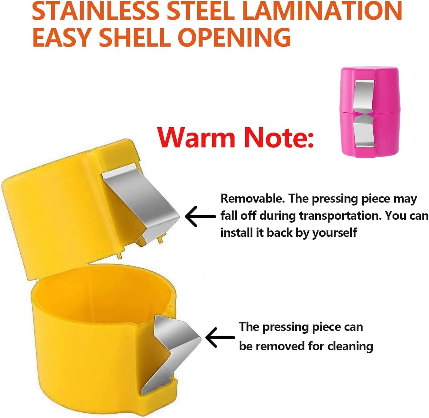 FOTN 3Pcs Egg Shell Opener, Egg Opener Tool, Egg Cracker Separator, Egg Peeler, Kitchen Gadgets for Cooking Camping (Orange, Pink, Yellow)