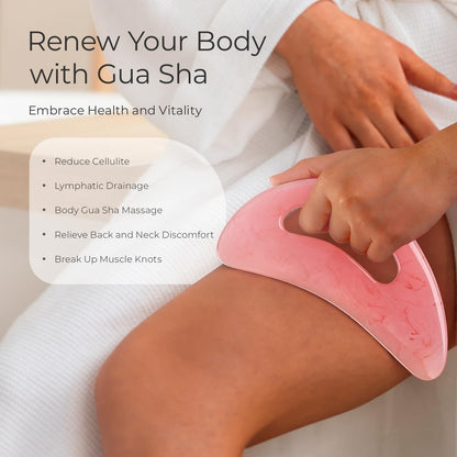 Scienlodic Gua Sha Massage Tool with Handle (Resin) Larger Guasha Scraping Tool for Back Neck Face Leg Massage, Lymphatic Drainage, Cellulite Remove - Large