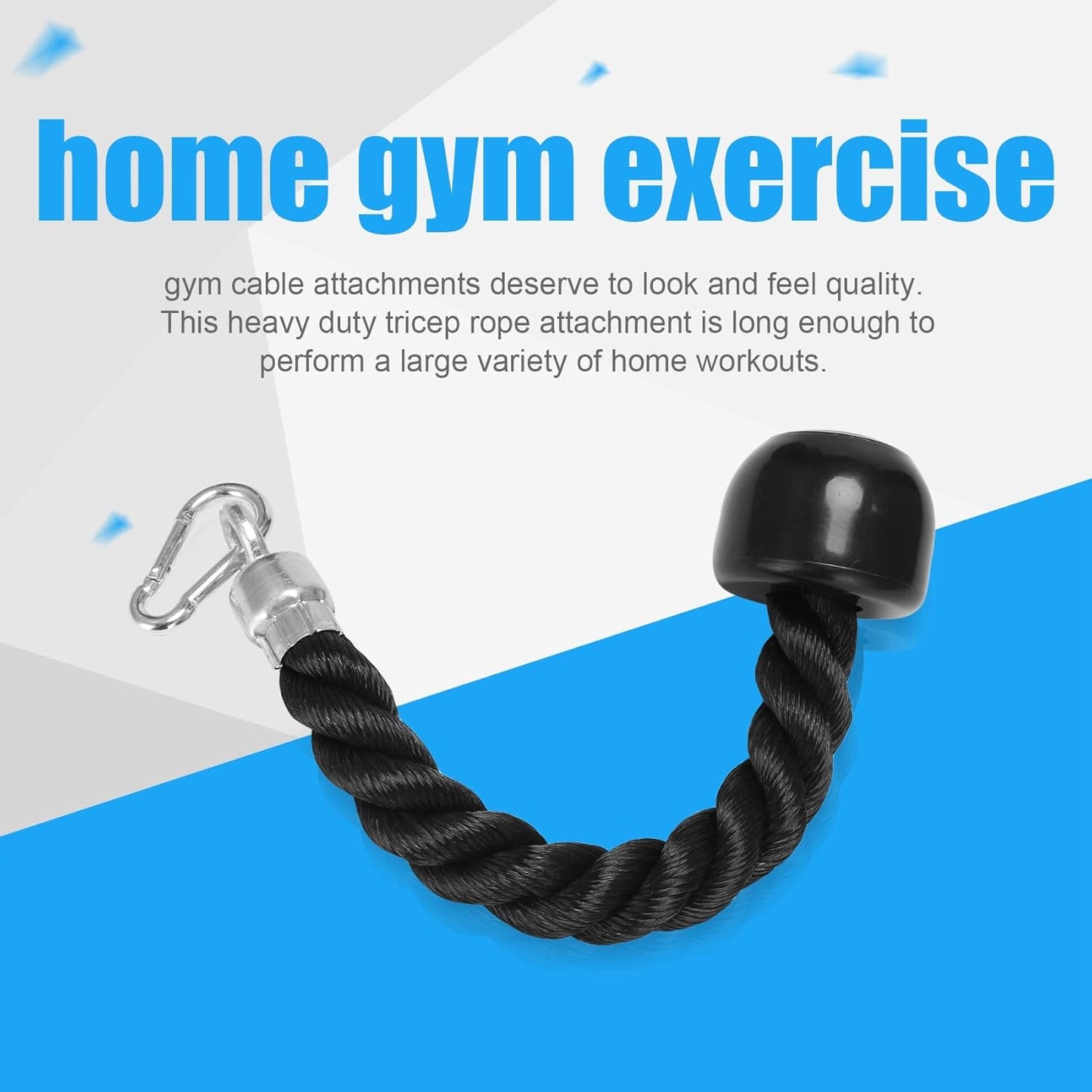 Oidnvay Heavy Duty Tricep Pull Down Single Rope with Snap Hook, Fitness Attachment Cable Machine Pulldown Rope Gym