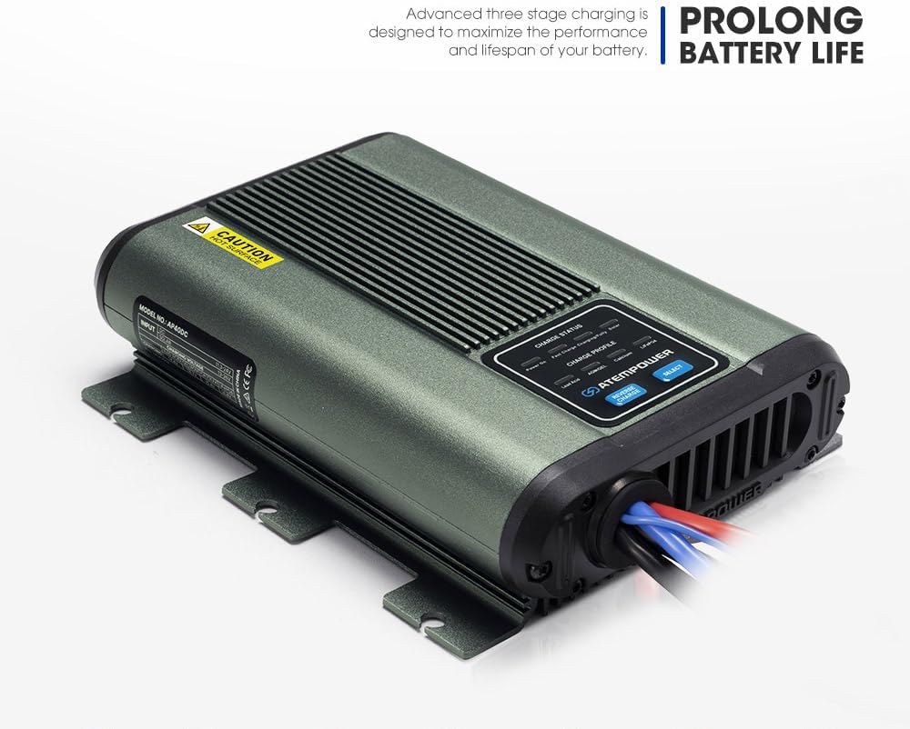 ATEM POWER 12V 25A DC to DC Battery Charger with Solar Input MPPT Controller for Lead Acid, AGM, Gel, Calcium, LiON Batteries, Multiple Protection Design On-Board Charger