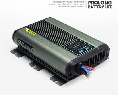 ATEM POWER 12V 25A DC to DC Battery Charger with Solar Input MPPT Controller for Lead Acid, AGM, Gel, Calcium, LiON Batteries, Multiple Protection Design On-Board Charger