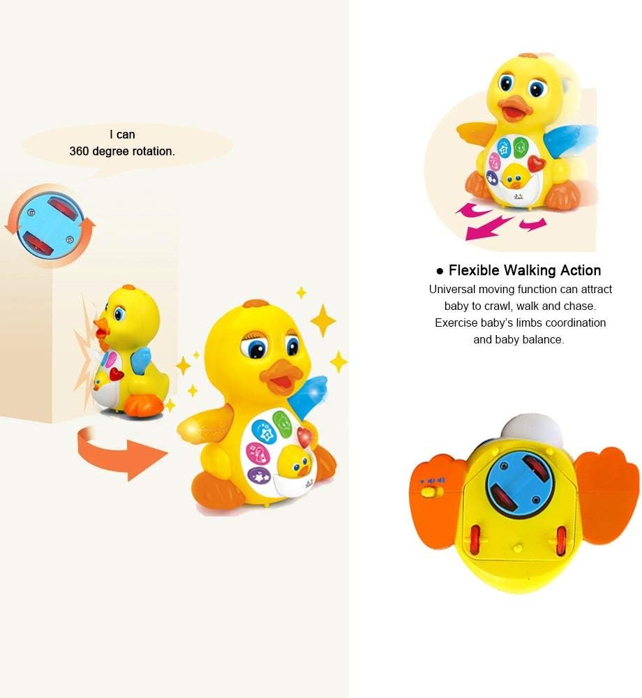 Yiosion Musical Flapping Yellow Duck Interactive Action Educational Learning Walking Light Up Dancing Toy for 1 Year Old Baby Toddler Infant