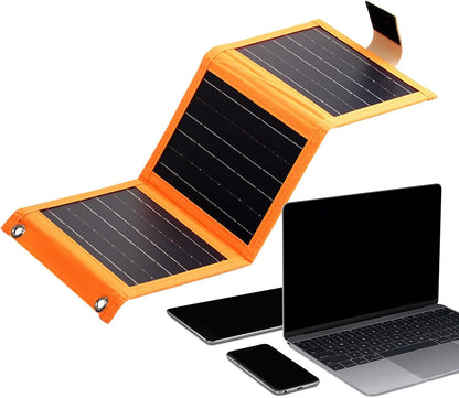 Solar Powered Charger - Solar Charging Panel with USB Port, Silicon Photovoltaic poweer Generation Panel | Solar Charger Folding, Outdoor Camping Charging Device Portable for Tablets Smartwatches
