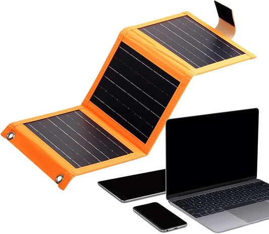 Solar Powered Charger - Solar Charging Panel with USB Port, Silicon Photovoltaic poweer Generation Panel | Solar Charger Folding, Outdoor Camping Charging Device Portable for Tablets Smartwatches