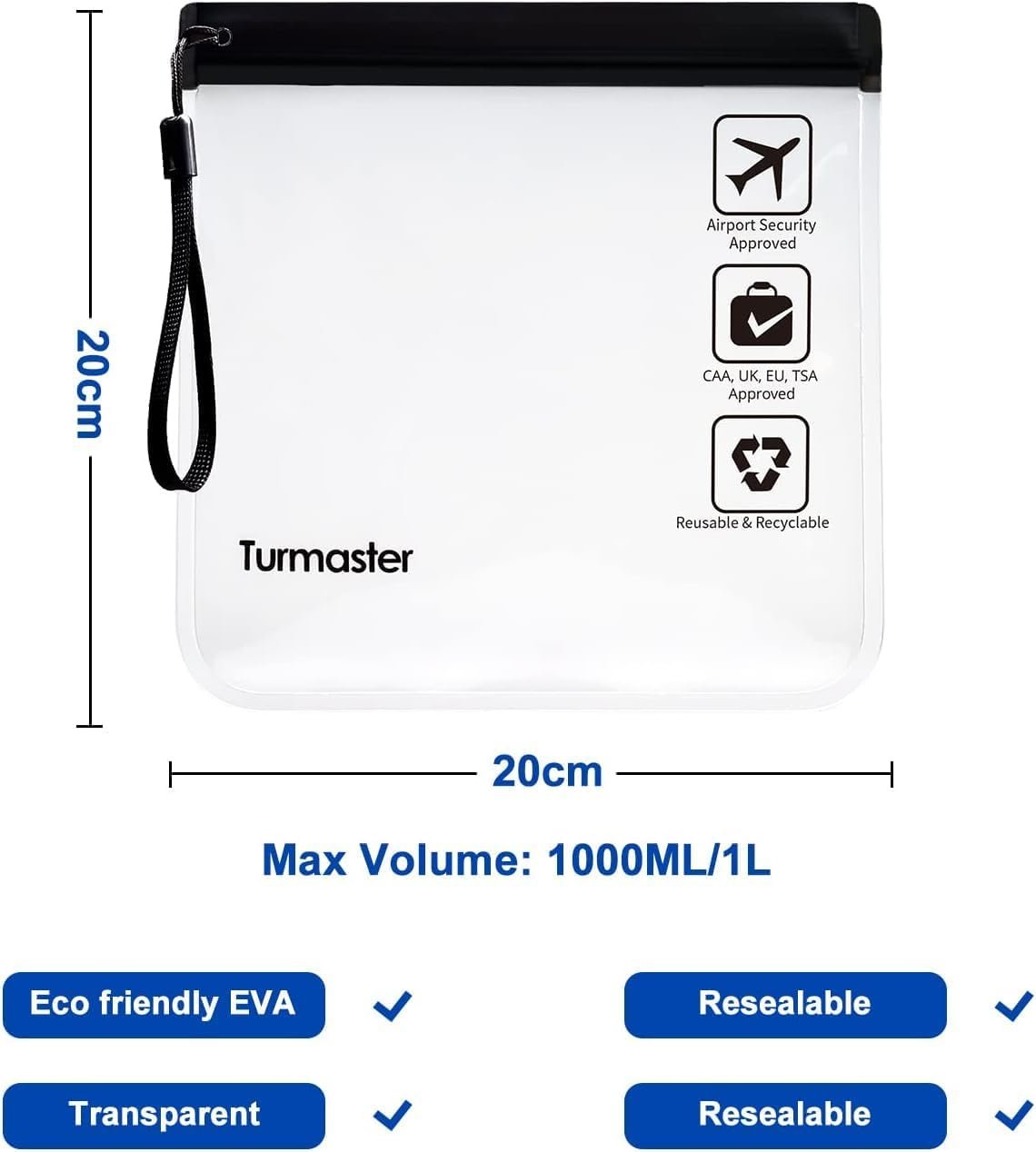 2/4 Pack TSA Approved Clear Travel Toiletry Bag - H HOME-MART Leakproof Airport Security Liquid Bag 20 x 20cm, Travel Accessories Makeup Essentials Clear Tsa Approved Travel Toiletry Bag for Men Women
