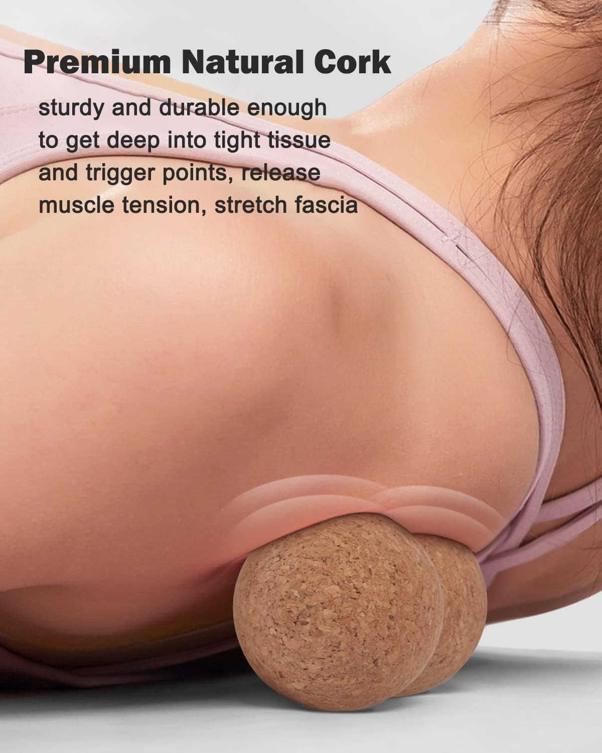 Cork Peanut Massage Ball, Peanut Double Lacrosse Massage Ball for Deep Tissue Muscle Massage, Myofascial Release, Trigger Points, Muscle Knots, and Yoga Therapy