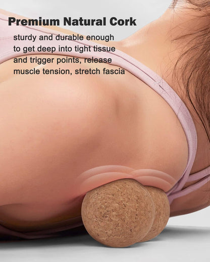 Cork Peanut Massage Ball, Peanut Double Lacrosse Massage Ball for Deep Tissue Muscle Massage, Myofascial Release, Trigger Points, Muscle Knots, and Yoga Therapy