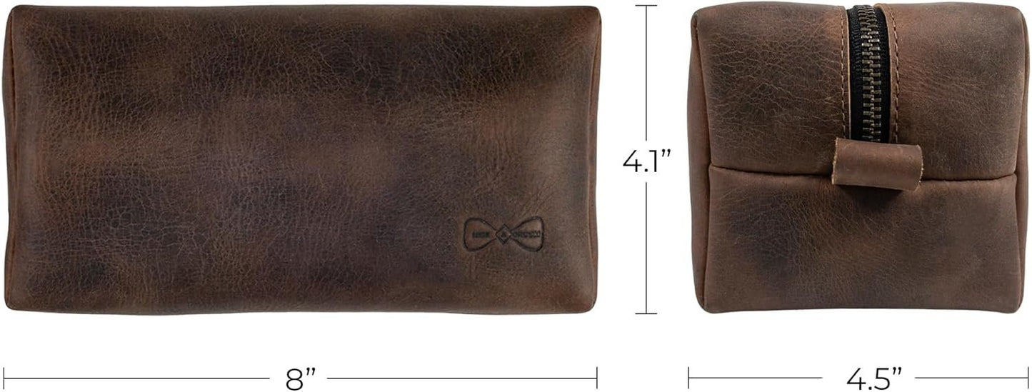 Hide & Groom, Rustic Toiletry Bag for Groomsmen, Best Men, Bachelor, Wedding Ceremonies, Shaving Kit Storage, Bathroom Bag, Full Grain Leather, Handmade, Bourbon Brown, Bourbon Brown, Unique, Classic