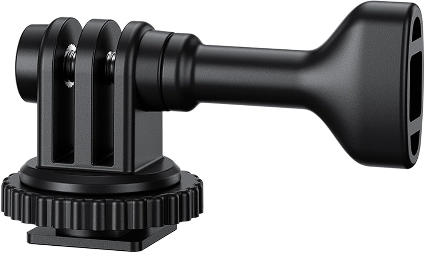 JJC 2-in-1 Tripod Mount & Hot Shoe Camera Mount Adapter for GoPro Go Pro Hero 13 12 11 10 9 8, DJI Osmo Action 5 4 3 & More Action Camera on 1/4"-20 Tripod or Canon Nikon Fujifilm DSLR Camera