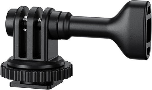 JJC 2-in-1 Tripod Mount & Hot Shoe Camera Mount Adapter for GoPro Go Pro Hero 13 12 11 10 9 8, DJI Osmo Action 5 4 3 & More Action Camera on 1/4"-20 Tripod or Canon Nikon Fujifilm DSLR Camera