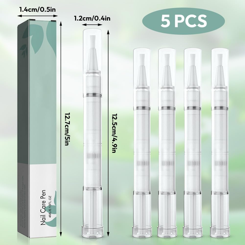 Nail Care Pen - 5 x Nail Mushroom Pens with Tea Tree Oil, Aloe Vera and Vitamin E for Groomed Nails and Toenails