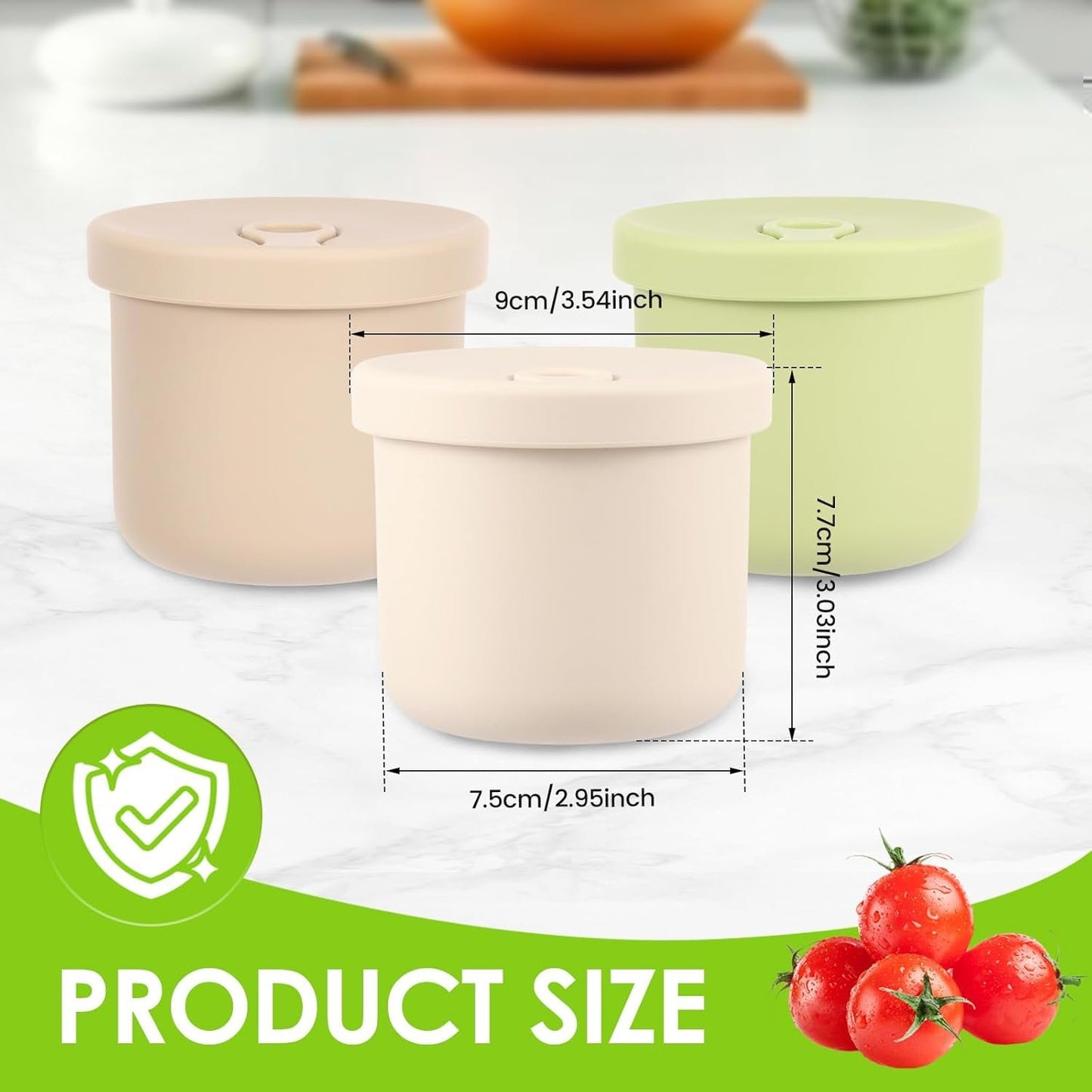 3 Pack Silicone Food Storage Containers, 8.5 OZ Baby Food Storage Jars with Airtight Lids, Leak Proof Snack Fruits Containers, Heat Resistant Meal Prep Container Set Food Box for Infants Kids