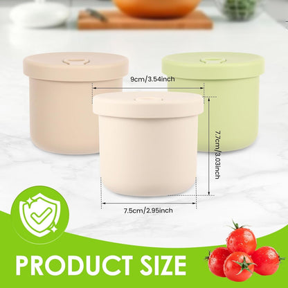 3 Pack Silicone Food Storage Containers, 8.5 OZ Baby Food Storage Jars with Airtight Lids, Leak Proof Snack Fruits Containers, Heat Resistant Meal Prep Container Set Food Box for Infants Kids