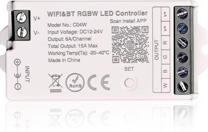 TUNICHX RGBW SMD FCOB 5 PIN LED Strip 2.4 GHz WiFi Group Controller Alexa Google Home Smartphone APP Control Compatible with WR01RF LM096 FUT095 FUT096 B3 T3 Mi-Boxer/Mi-Light RGBW Remote