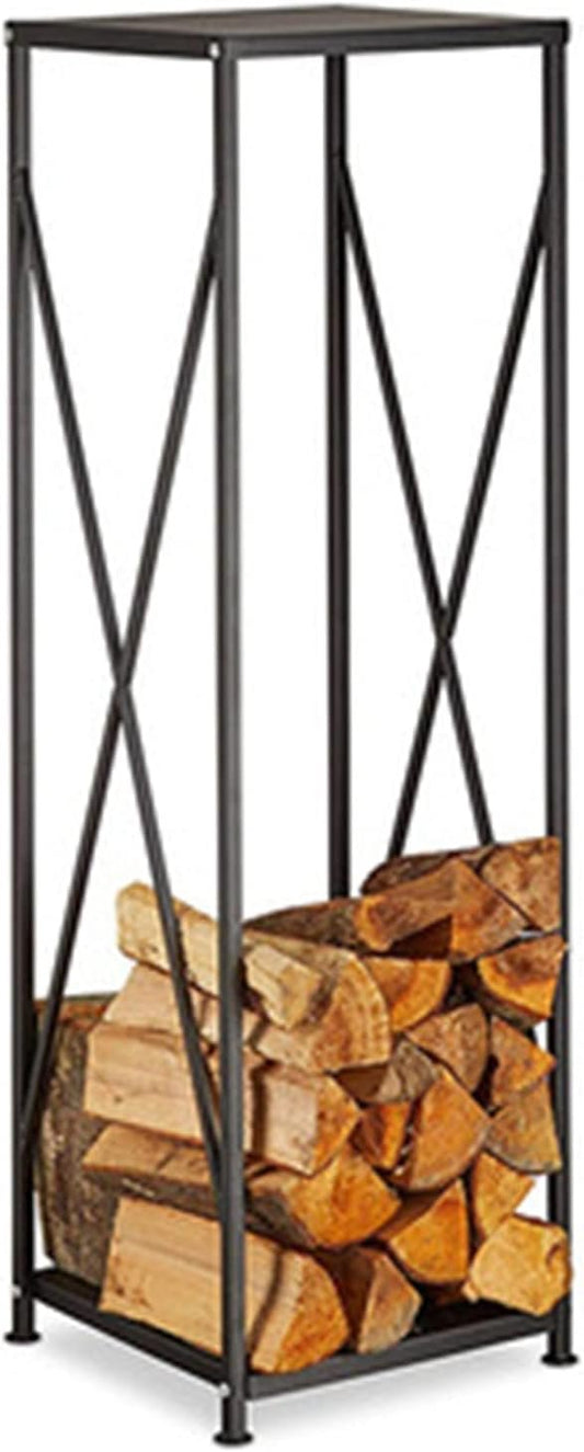 Fireplace Log Rack Firewood Rack Log Stacking Aid Steel for in-and Outdoor Use Wood Pile Shelf Anthracite (Color : Black Size : 111x34x34cm) (Black 111x34x34cm)