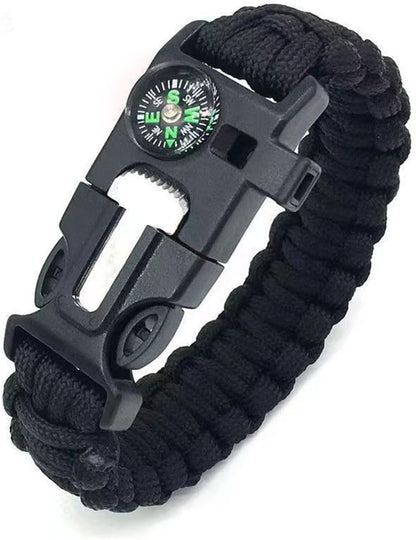 Mengdiyi Survival Paracord Bracelet Adjustable Gear Kit,Fire Starter, Bigger Compass, Survival Whistle, Perfect for Camping, Hiking, Fishing