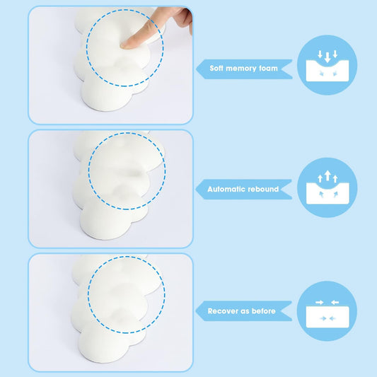 MANBASNAKE Cloud Mouse Pad Wrist Support Keyboard Wrist Rest Set with Ergonomic Memory Foam,Non-Slip Base,Cloud Coasters for Home,Office,Laptop,Desktop Computer,Easy Typing Pain Relief- White