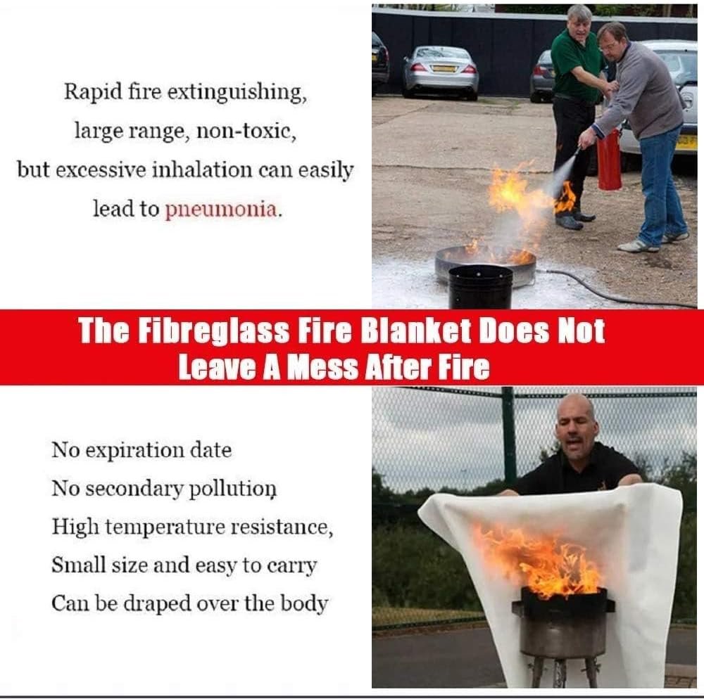 Emergency Fire Blankets for Home and Kitchen - Fire Retardant Blankets Suppression Blanket Flame Retardant Protection&Heat Insulation Design for Kitchen Stove Office Fireplace Car (39.3X 39.3inch)