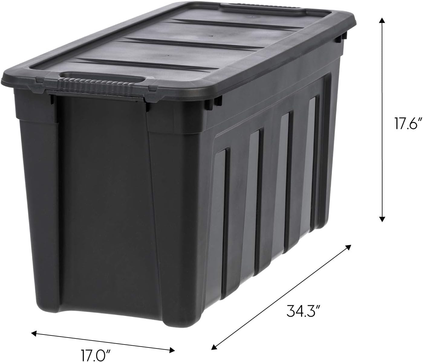 IRIS USA 117.4 L Heavy Duty Totes for Storage with Easy-Grip Handles, 4 Pack, Storage Bins with Lids, Durable Stackable Utility Containers, Large Garage Organizing Tubs - Black