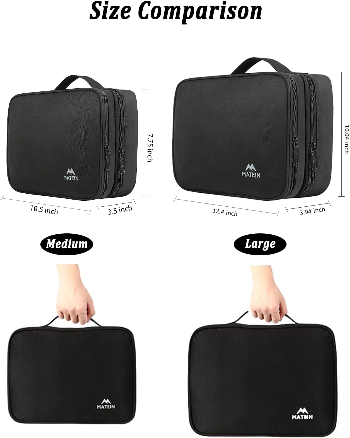 MATEIN Travel Cable Organizer, Waterproof Cable Bag for Travel Accessories, Multifunctional Charger Cable Organizer, Data Cable, Mouse, USB Stick, Mini Tablet, Black