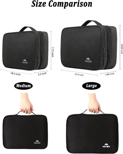 MATEIN Travel Cable Organizer, Waterproof Cable Bag for Travel Accessories, Multifunctional Charger Cable Organizer, Data Cable, Mouse, USB Stick, Mini Tablet, Black