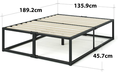 Zinus Joseph 45cm Double Bed Frame with Under Bed Storage and Mattress Base - Industrial Metal Steel, Black