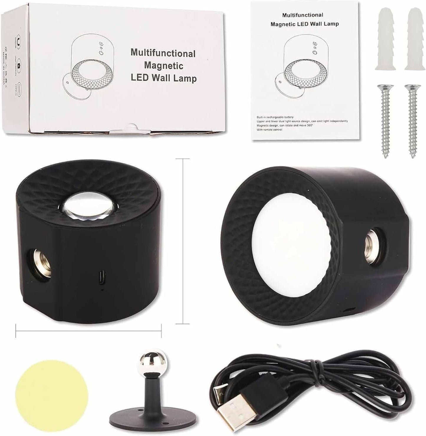Lights, Glow Right Wall Lights,Smart Lights,Lights Halo,360Â°Rotation Glow Right Indoor Everywhere Light 2.0,Wall Sconce,Glow Right Lights (2SET-Black)