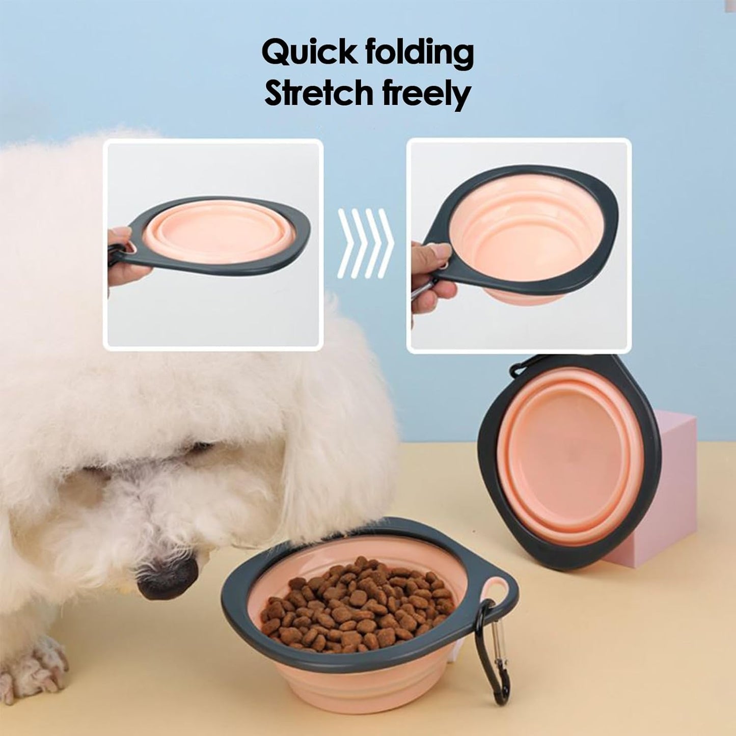 Portable Dog Bowl - collaapsible Silicone Dog Bowls | Food Water Feeding Dish for Dogs Cats | Pet Feeding Watering Dish | Pet Folding Bowl | Feeding Supplies for Outdoor Traveling Hiking Walking