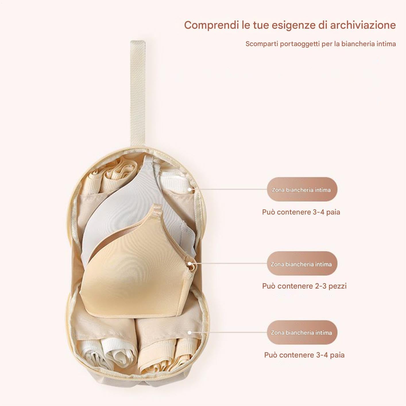 Travel Bra Underwear Organizer, Portable Lingerie Storage Bag, 9.06 x 5.51 x 7.09 inches, Multifunctional Packing Cube for Business Trip, Socks, Panties, Home Closet Organization