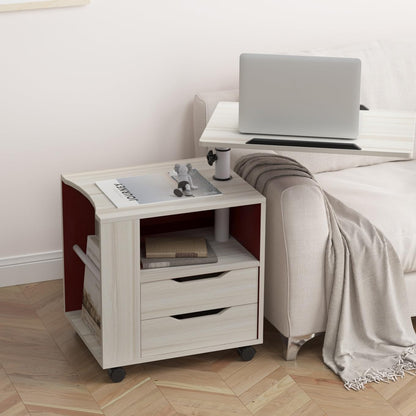 sogesfurniture Wooden Bedside Table Laptop Bedside Cabinet Bedside Table with 2 Drawers for Bedroom, 50 x 40 x 46 cm, White Maple BHEU-CT1-MP