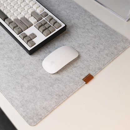 Bright Stone Felt Desk Mat,Non-Slip Mouse Pad,27.5"x11.8" Office Supplies Desk Protector, Desk Accessories for Home and Office (Light Gray)