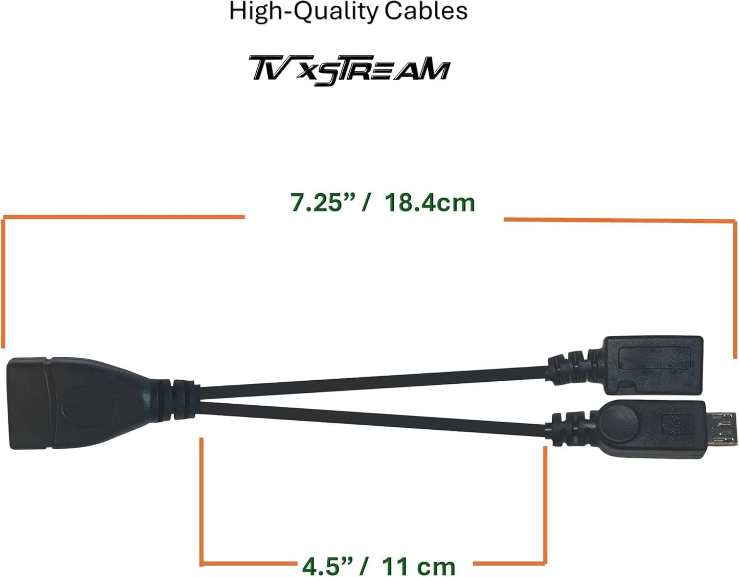 TV xStream [2 Pack] OTG Cable Adapter, 2-1 USB Cable for Firesticks 4K/4K Max/Cube/lite/2nd Gen Fire Stick Storage Expansion, Ethernet USB Port, Micro Power Connection