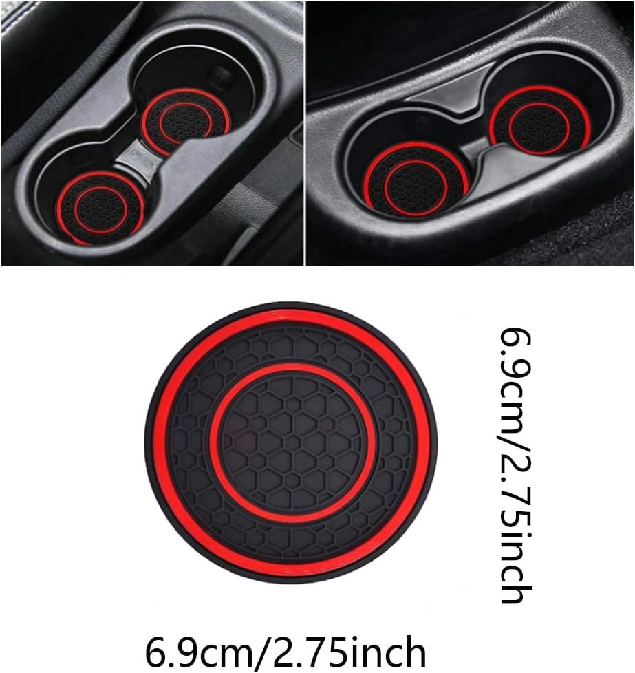 4 Pack 2.75 Inch Car Coasters for Cup Holder,Universal Auto Waterproof Coasters No-Slip Anti Dust Insert Coaster,Silicon Insulation Cup Mats for Vehicle Interior,Interior Accessories for Most Cars