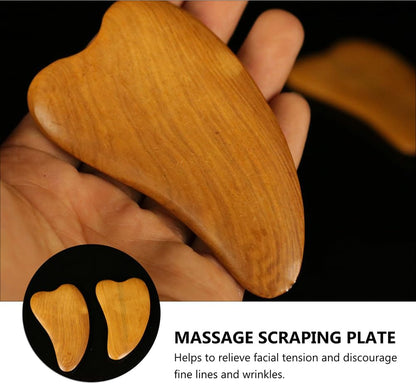 2pcs Wooden Scraping Massage Tool Heart- shaped Wood Face Scraping Board Facial Body Care Scraping Plate Therapy Tool, Anti , Manual Muscle Wood Therapy