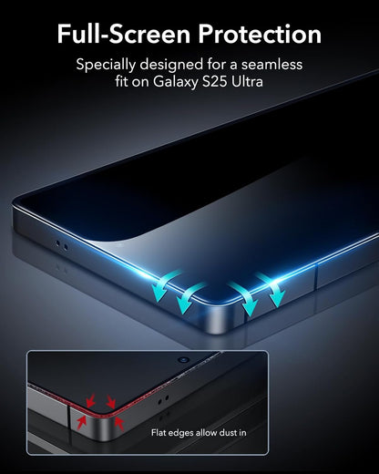 ESR 3 Pack for Samsung Galaxy S25 Ultra Privacy Screen Protector, 9H+ Hardness Tempered Glass with Easy Installation, Auto Dust-Elimination Tool for Galaxy S25 Ultra [6.9”], Anti-Spy